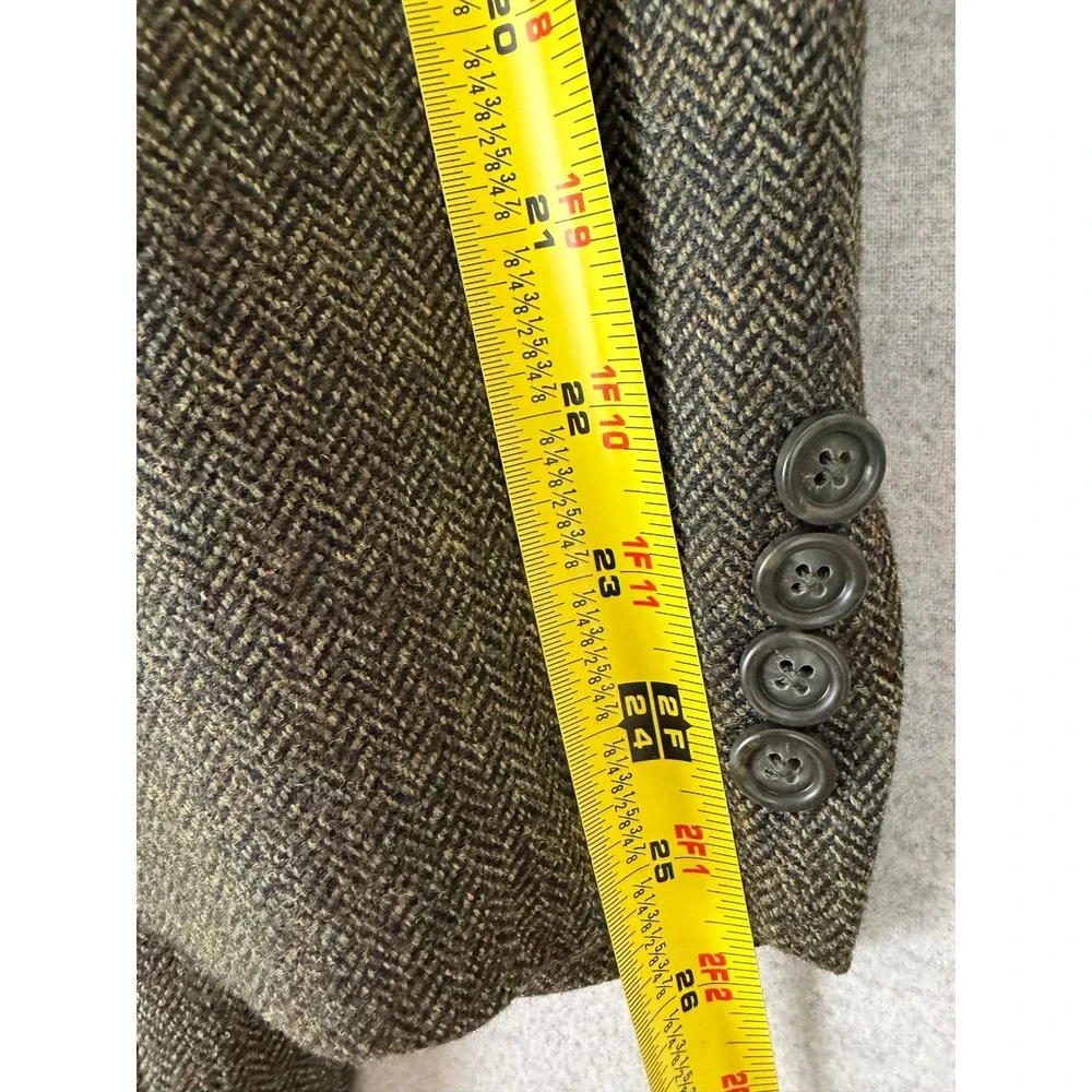 Jos. A. Bank Mens 50R Wool Herringbone Sport Coat Blazer Olive Green Brown 1603